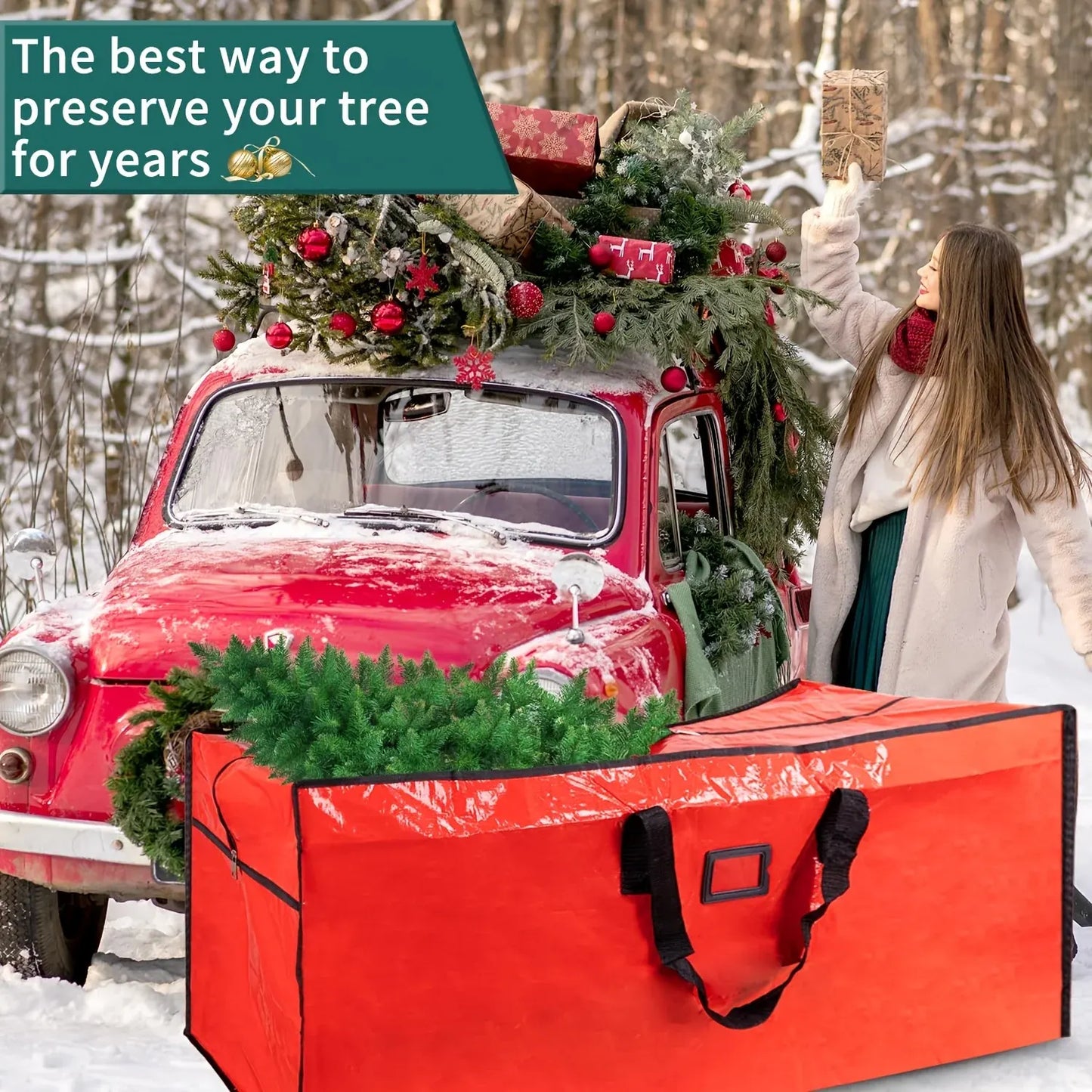 Waterproof Heavy-Duty Plastic Christmas Tree Storage Organizer Bag
