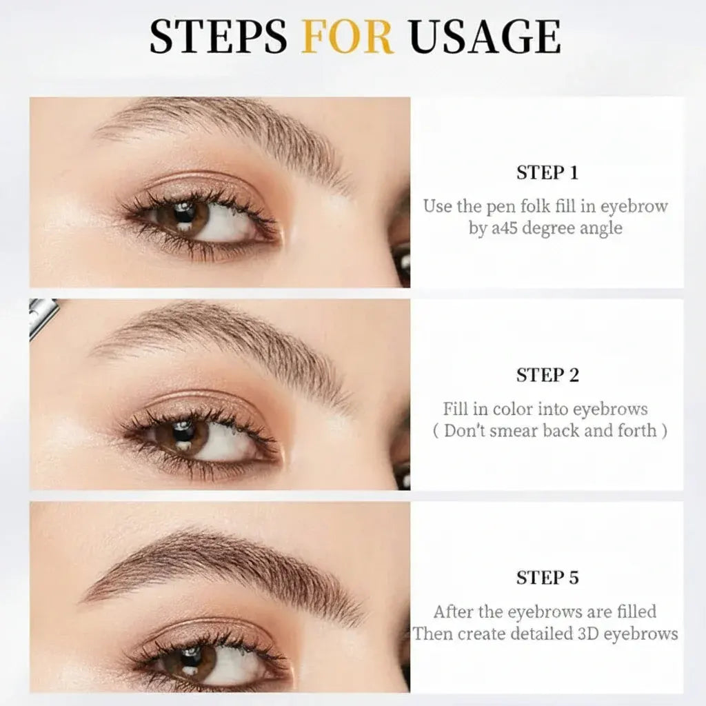 Waterproof Microblading Brow Pencil with 4-Tip Precision Makeup Pen
