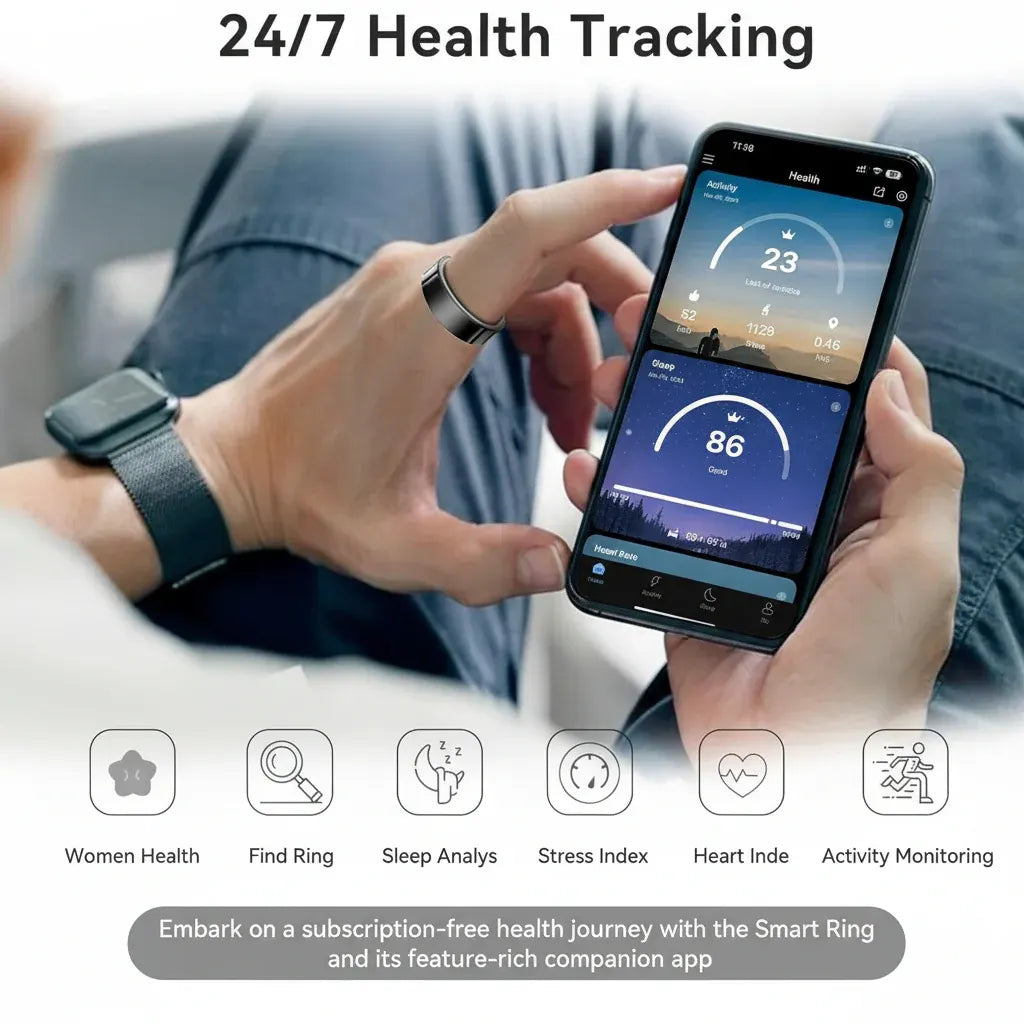 Waterproof Smart Ring Health Fitness Tracker with Sleep Monitor