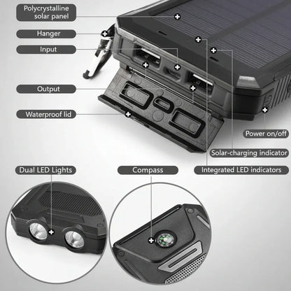 Waterproof Solar Power Bank 20000mAh Portable Charger