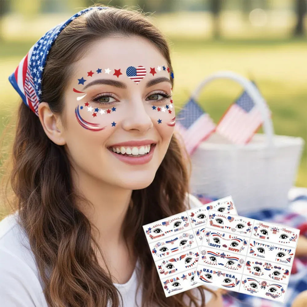 Waterproof USA Flag Face Stickers for World Cup Fans