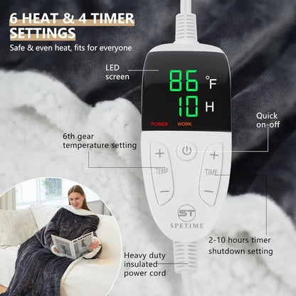 Wearable Electric Heated Throw Blanket for Adults - Winter Warmth