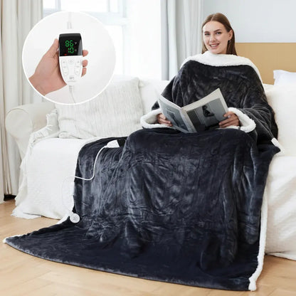 Wearable Sherpa Fleece Heated Throw Blanket for Adults