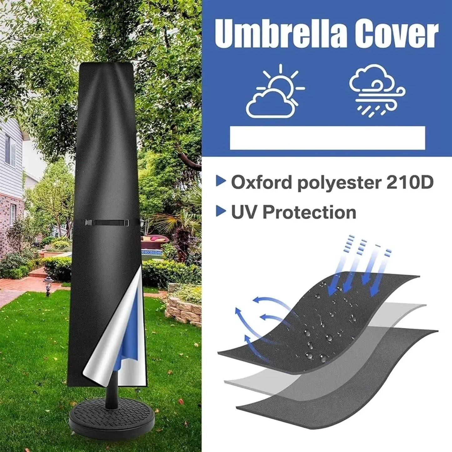 Weather-Resistant Patio Umbrella Protective Cover