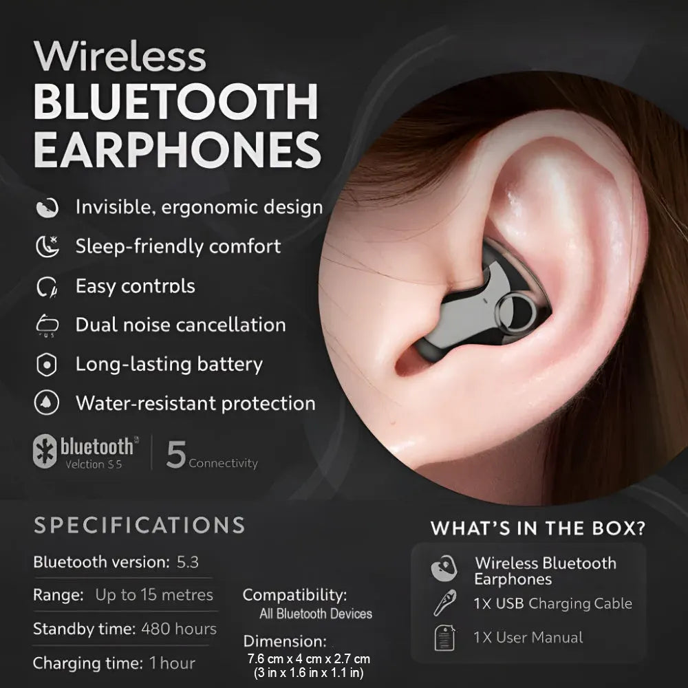 Wireless Bluetooth Earbuds with Noise-Cancelling Design
