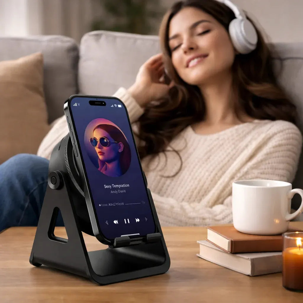 Wireless Charging Phone Stand with Built-In Bluetooth Speaker