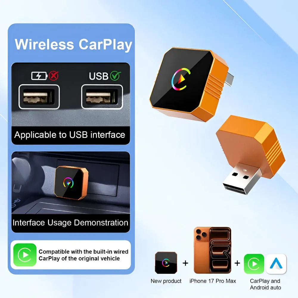 Wireless Mini USB Adapter for Auto CarPlay Connectivity