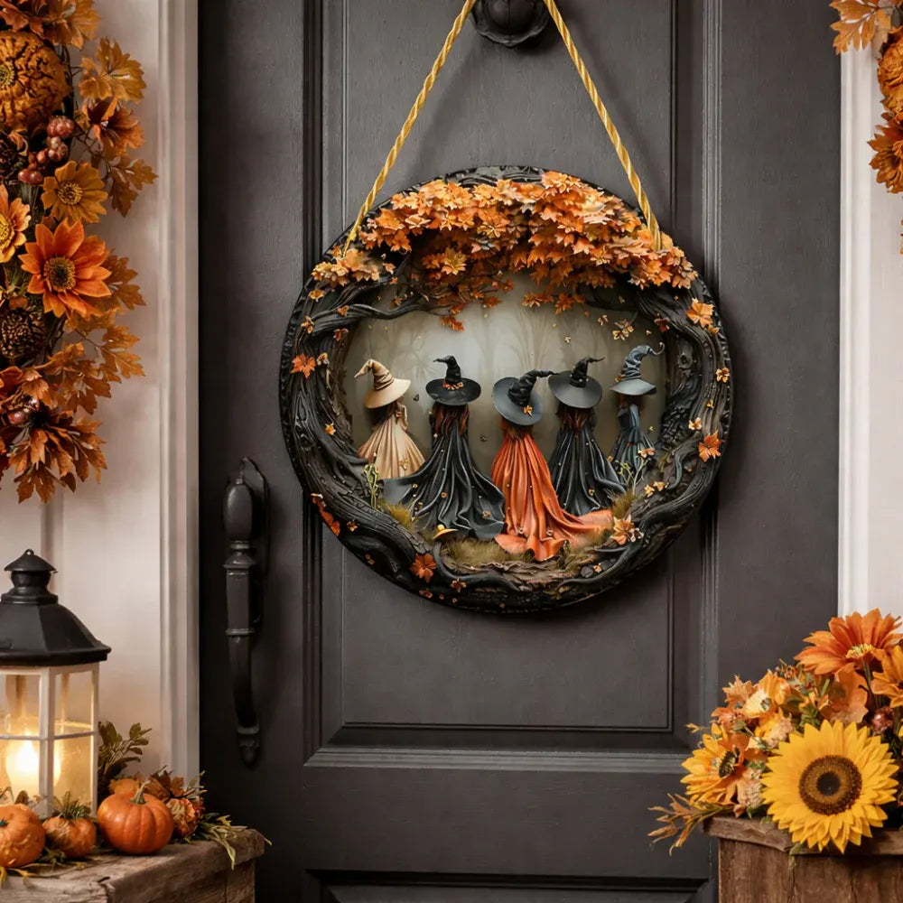 Witch Folklore Wooden Door Hanger Wall Decor Sign