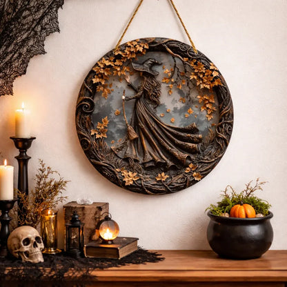 Witch Folklore Wooden Door Hanger Wall Decor Sign