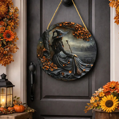 Witch Folklore Wooden Door Hanger Wall Decor Sign