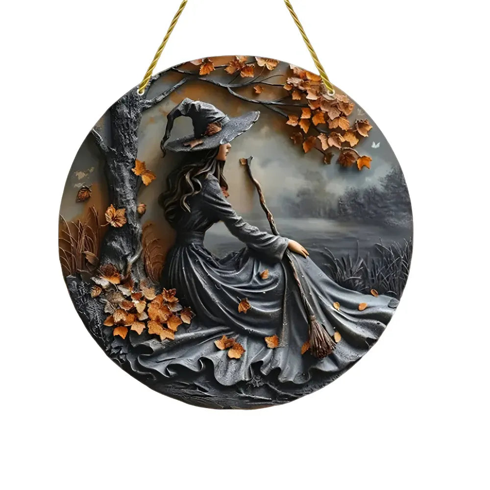 Witch Folklore Wooden Door Hanger Wall Decor Sign