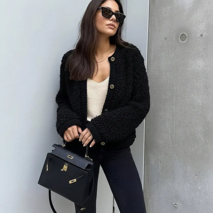 Women's Casual Teddy Fleece Overshirt Jacket for Formal Wear