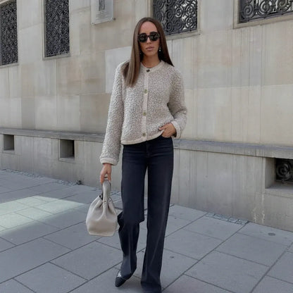 Women's Casual Teddy Fleece Overshirt Jacket for Formal Wear