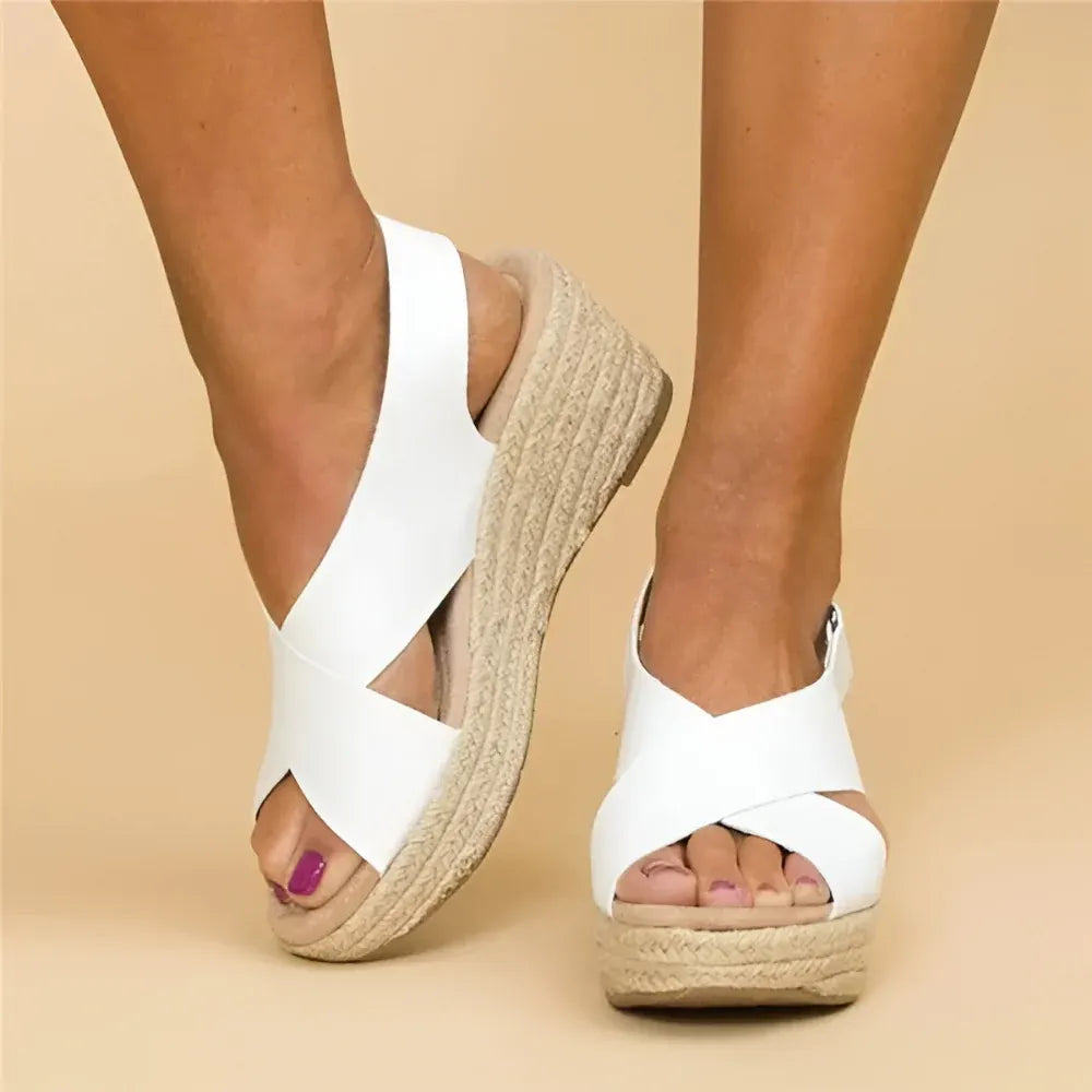 Women's Espadrille Wedge Sandals with Ankle Strap Design