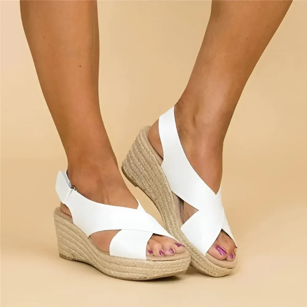 Women's Espadrille Wedge Sandals with Ankle Strap Design