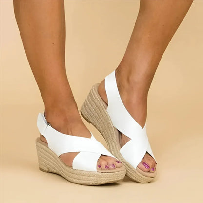 Women's Espadrille Wedge Sandals with Ankle Strap Design