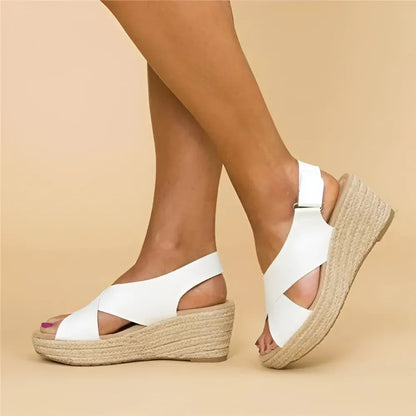 Women's Espadrille Wedge Sandals with Ankle Strap Design