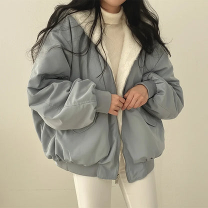 Women's Fleece-Lined Zip-Up Casual Winter Coat