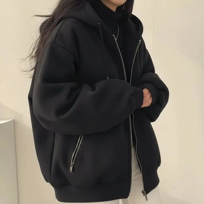 Women's Fleece-Lined Zip-Up Casual Winter Coat