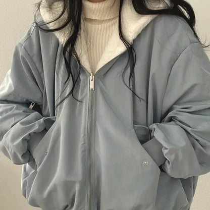 Women's Fleece-Lined Zip-Up Casual Winter Coat