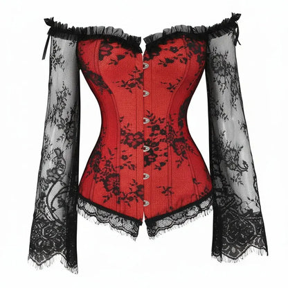Women's Gothic Corset Lace-Sleeve Halloween Costume Outfit