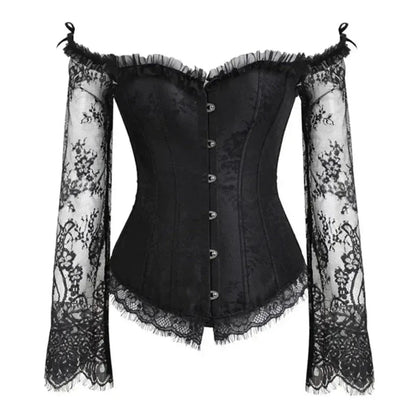 Women's Gothic Corset Lace-Sleeve Halloween Costume Outfit