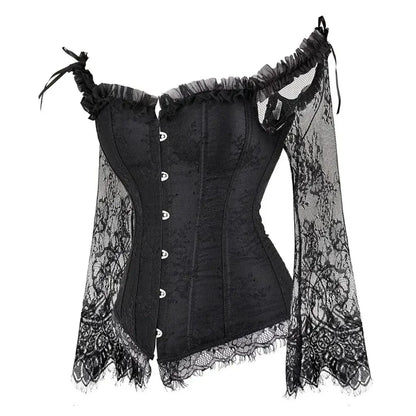 Women's Gothic Corset Lace-Sleeve Halloween Costume Outfit