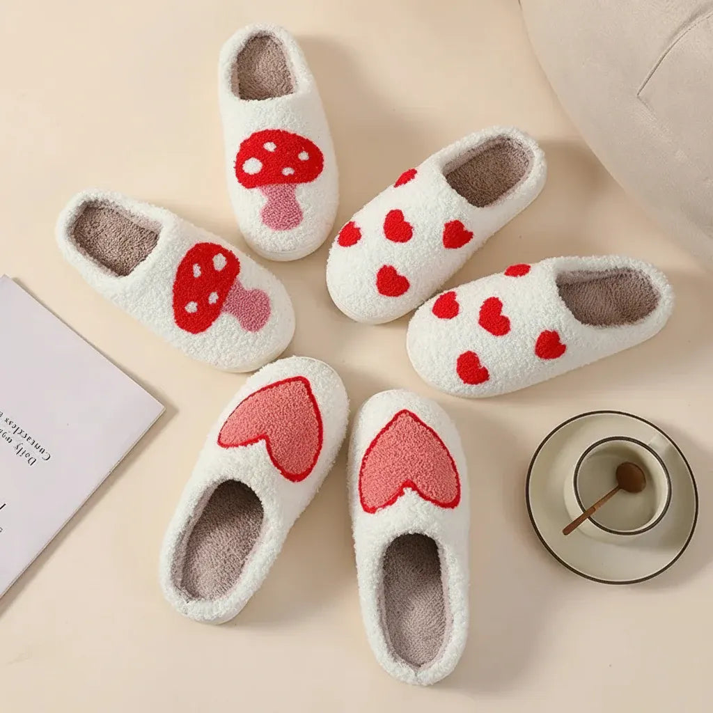 Women's Heart Print Memory Foam House Slippers
