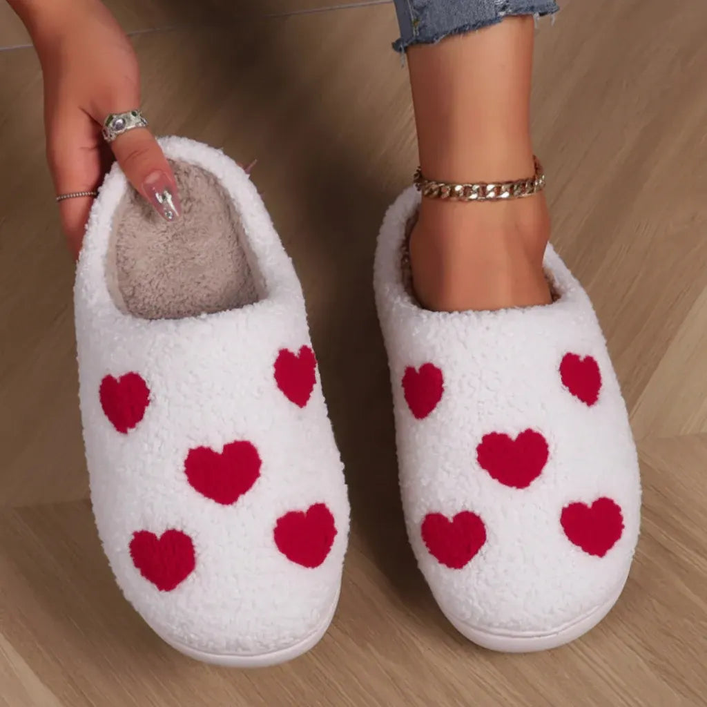 Women's Heart Print Memory Foam House Slippers