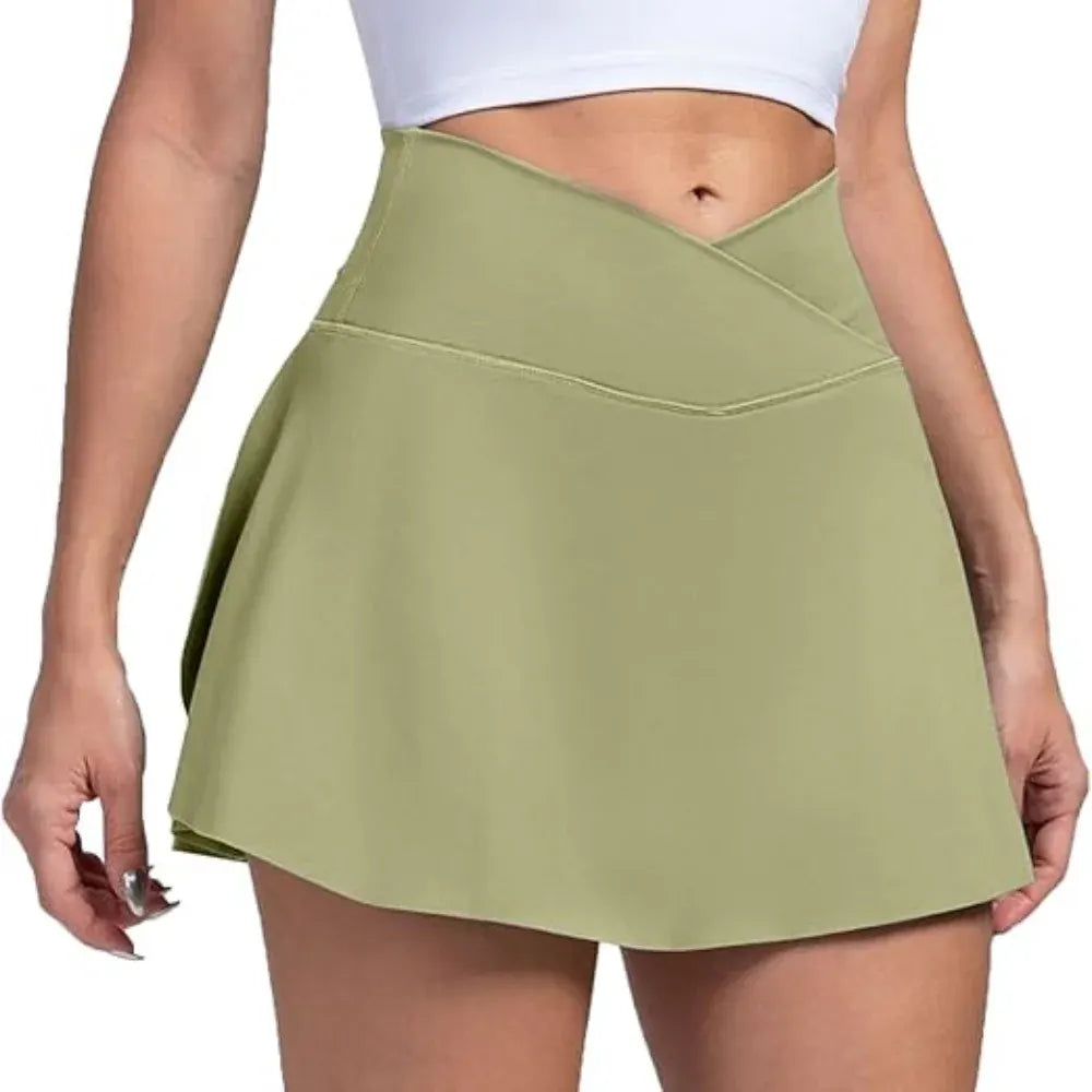 Women's High-Waisted Tennis Skort with Pockets for Pickleball