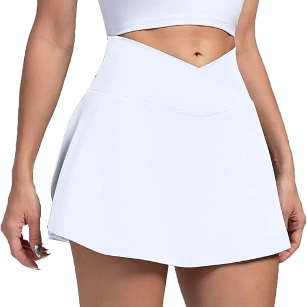 Women's High-Waisted Tennis Skort with Pockets for Pickleball
