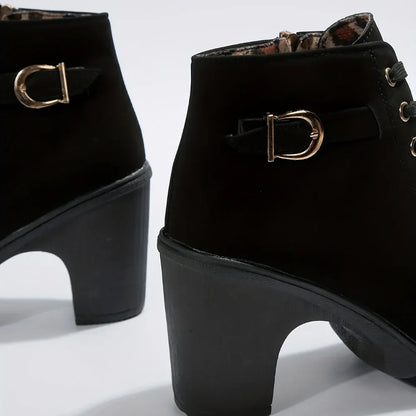 Women's Lace-Up Block Heel Casual Ankle Booties