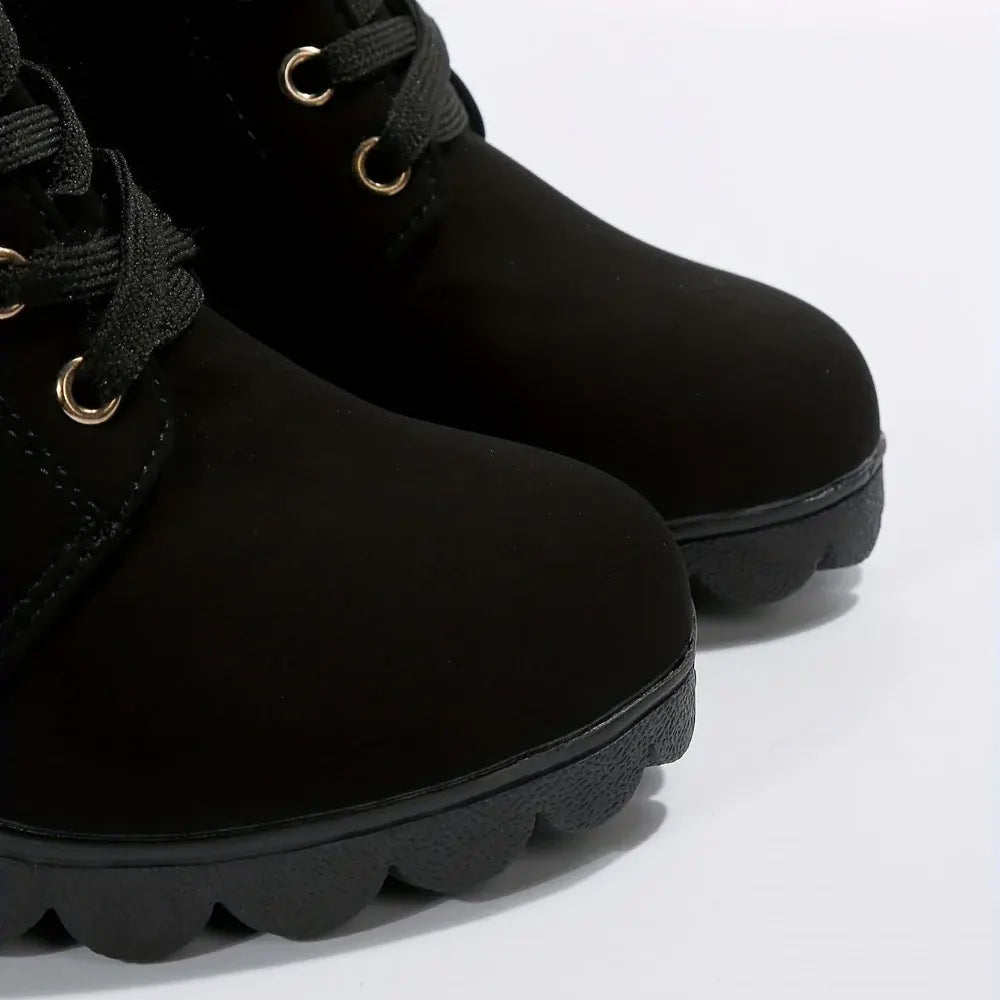 Women's Lace-Up Block Heel Casual Ankle Booties