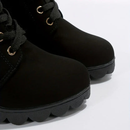 Women's Lace-Up Block Heel Casual Ankle Booties
