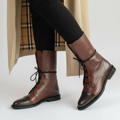 Women's Lace-Up Leather Dress Ankle Booties