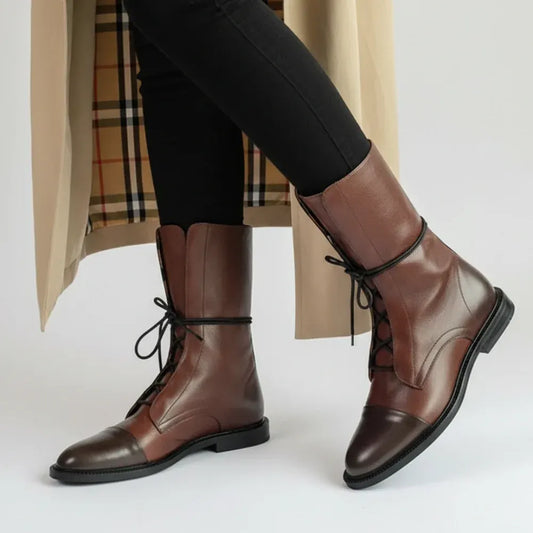 Women's Lace-Up Leather Dress Ankle Booties