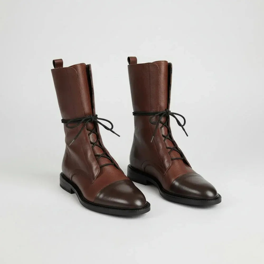 Women's Lace-Up Leather Dress Ankle Booties