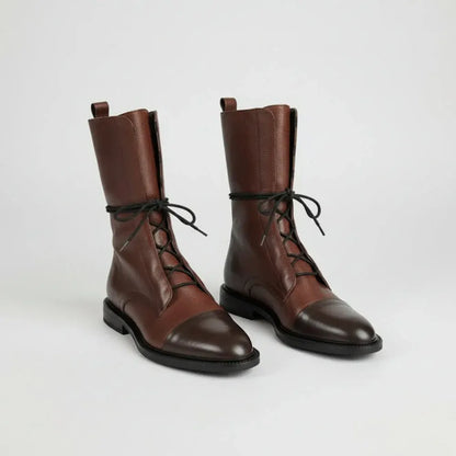 Women's Lace-Up Leather Dress Ankle Booties