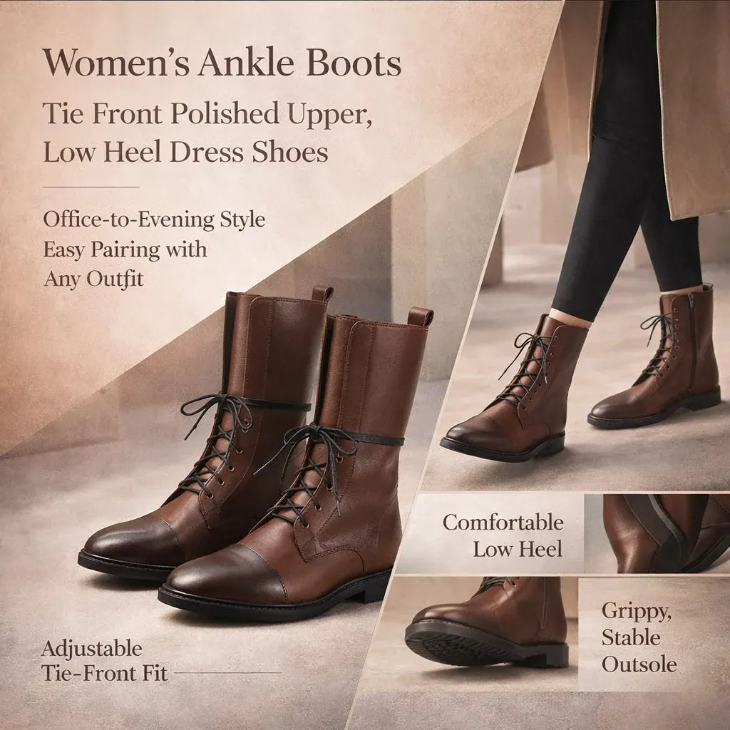Women's Lace-Up Leather Dress Ankle Booties