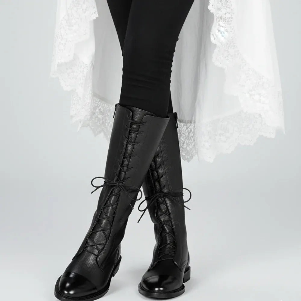 Women's Lace-Up Leather Dress Ankle Booties