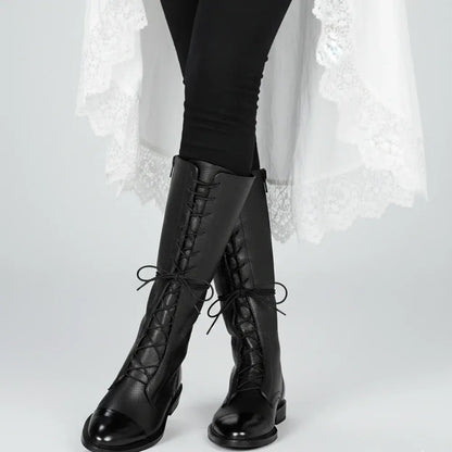 Women's Lace-Up Leather Dress Ankle Booties