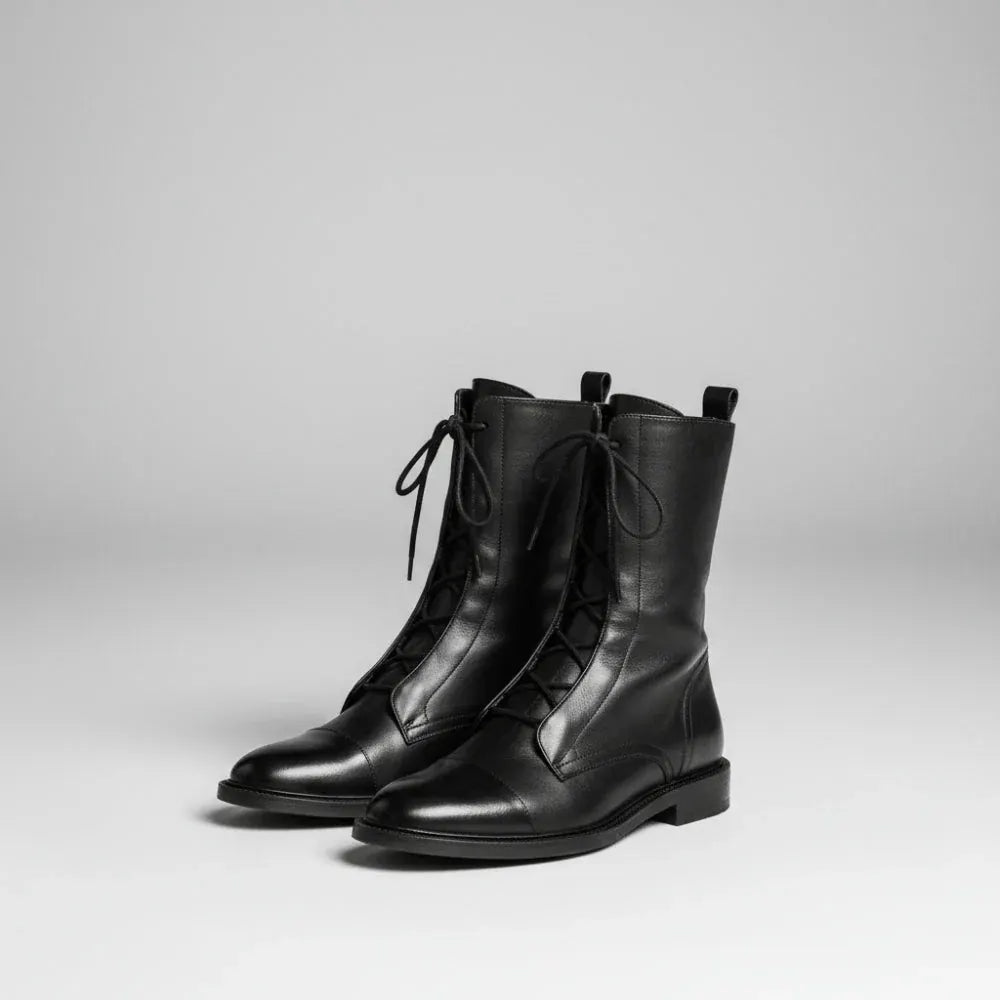 Women's Lace-Up Leather Dress Ankle Booties