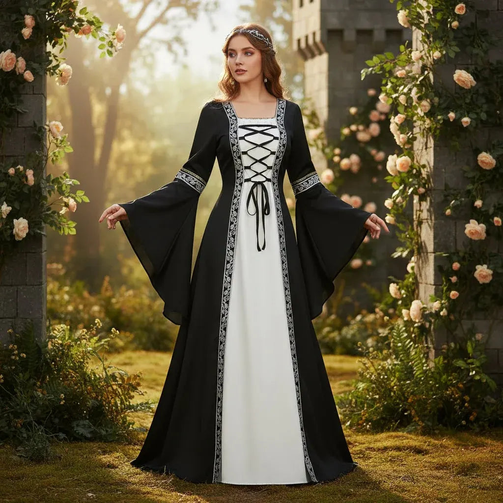 Women's Medieval Renaissance Dress Halloween Costume Outfit