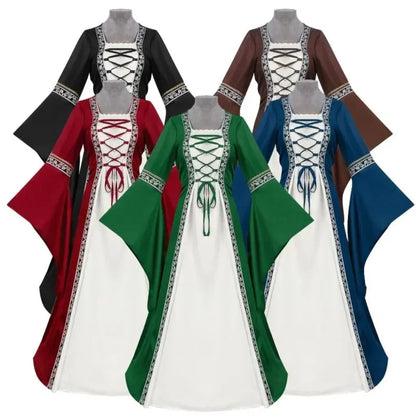 Women's Medieval Renaissance Dress Halloween Costume Outfit