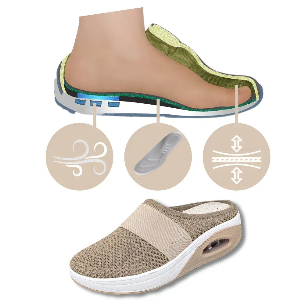 Women's Mesh Slip-On Walking Shoes with Cushioned Sole