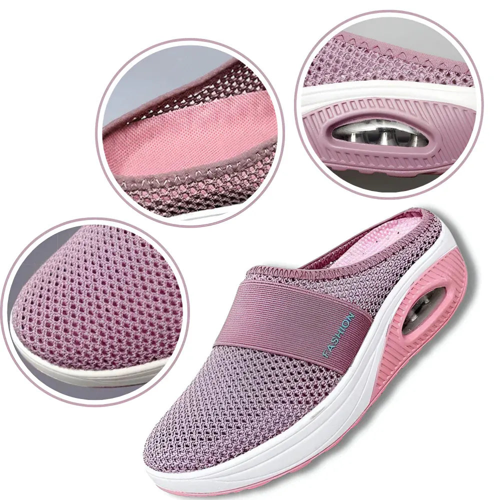 Women's Mesh Slip-On Walking Shoes with Cushioned Sole