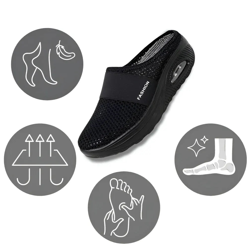 Women's Mesh Slip-On Walking Shoes with Cushioned Sole