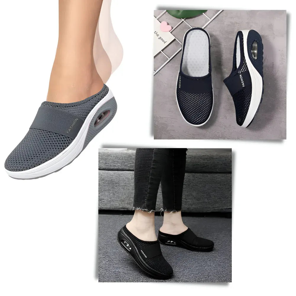 Women's Mesh Slip-On Walking Shoes with Cushioned Sole