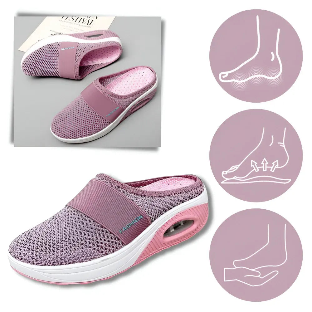 Women's Mesh Slip-On Walking Shoes with Cushioned Sole