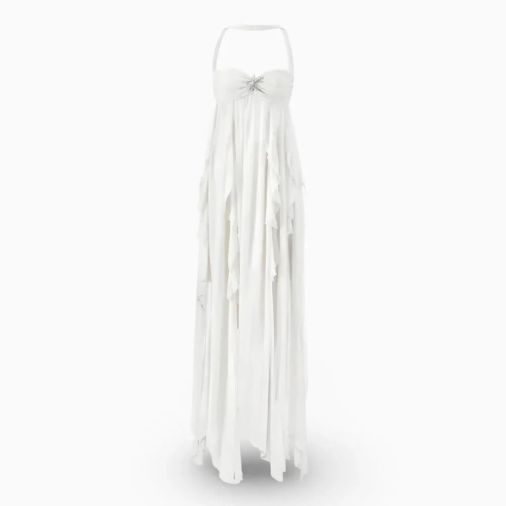 Women's Off-Shoulder Pleated Long Formal Evening Gown